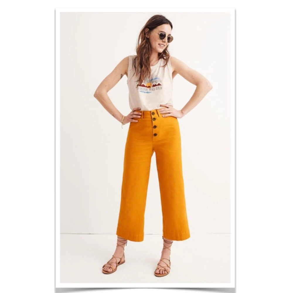 Madewell Emmet Wide-Leg Crop Pants Button-Front